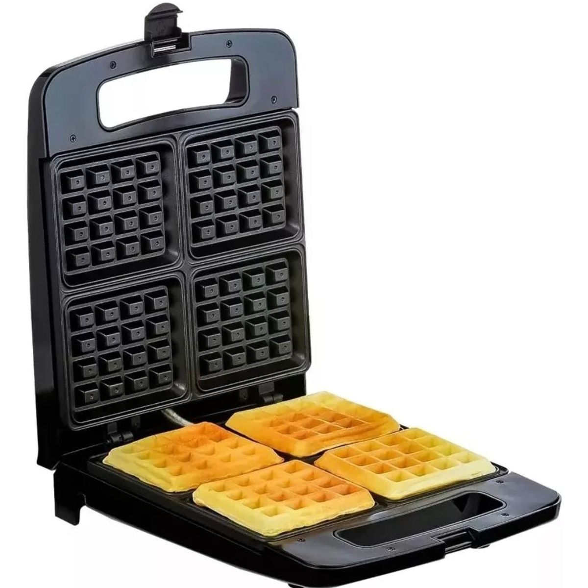 GENERICO - Máquina de waffles cuadruple 4 porciones grandes sandwish