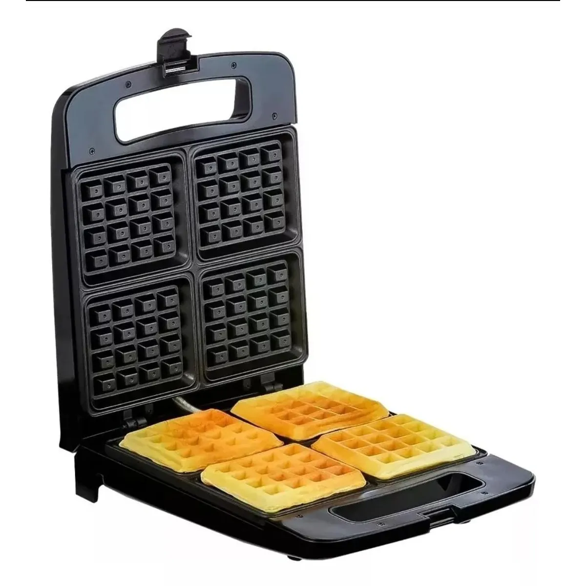 GENERICO - Máquina de waffles cuadruple 4 porciones grandes sandwish
