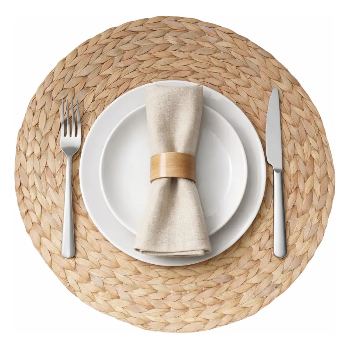 GENERICO - Set 2 Individual Circular Rustico Jacinto Cubiertos 38x38cm