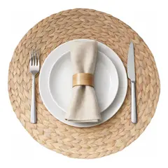 GENERICO - Set 2 Individual Circular Rustico Jacinto Cubiertos 38x38cm