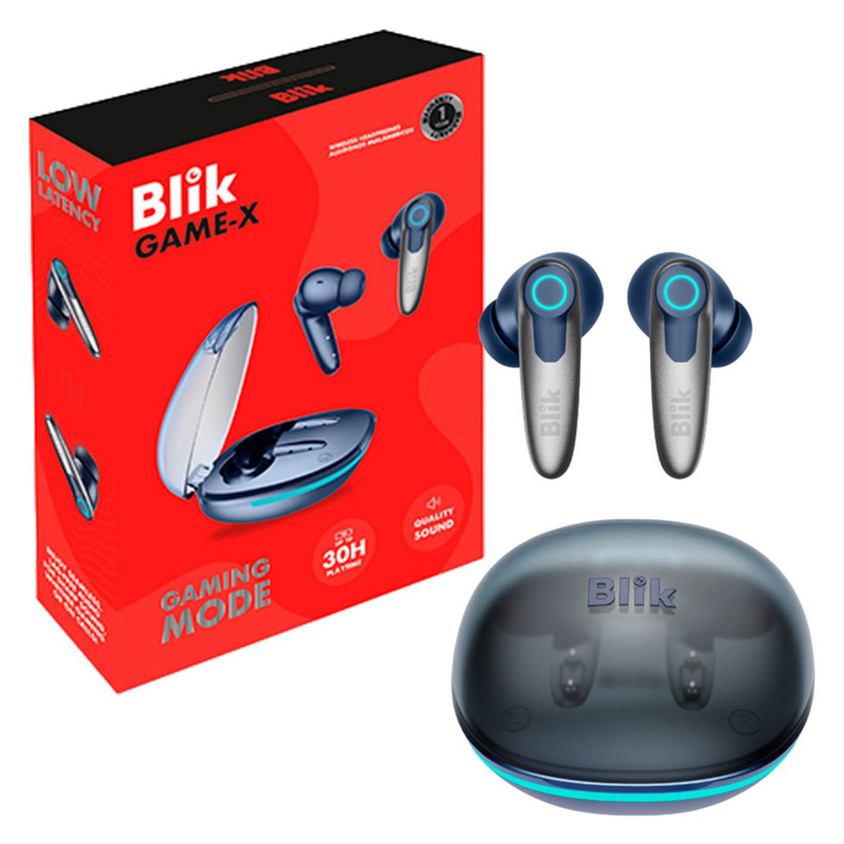 BLIK - Audifonos Inalambricos Blik Game-X TWS Bluetooth 54 Alcance 15mts ENC Modo Gaming Bateria 30h IPX4