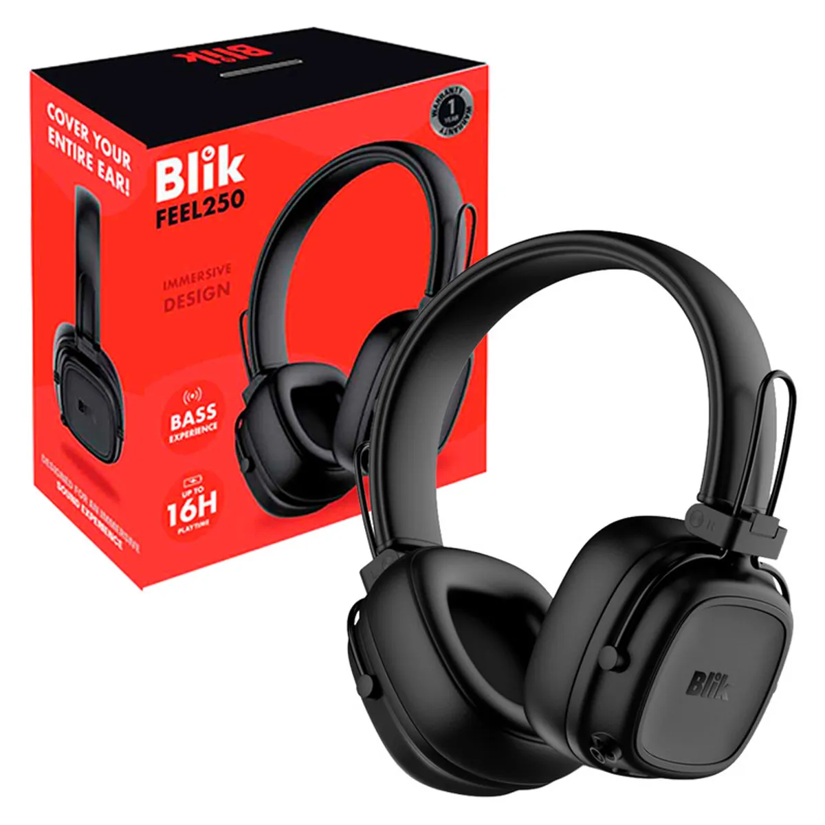 BLIK - Audifonos Inalambricos Blik Feel250 Bluetooth 54 Alcance 10mts Bateria 20h Baja Lantecia 89ms