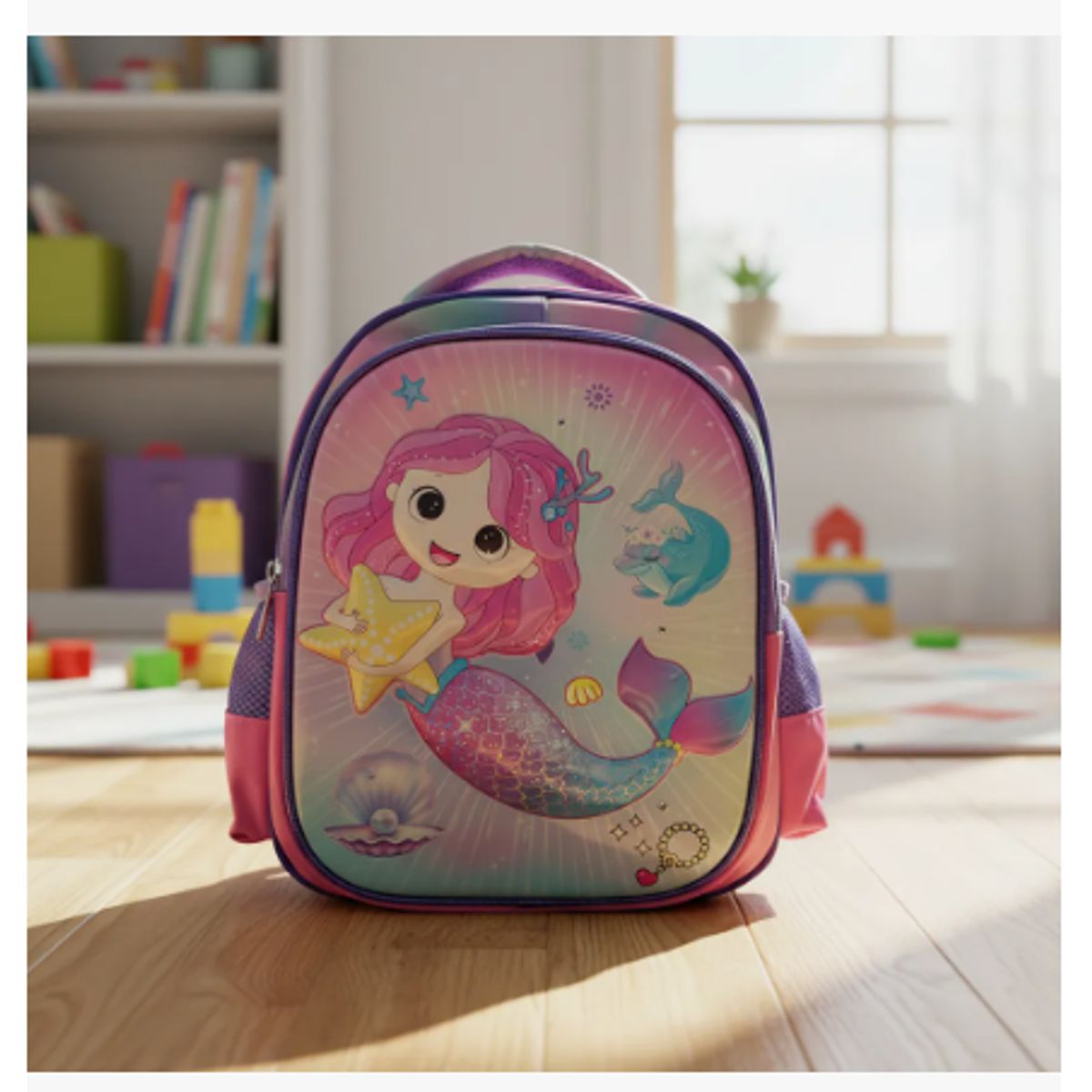 GENERICO - Mochila Escolar Niña Párvulo Jardín 7 Litros Rosa Sirenita