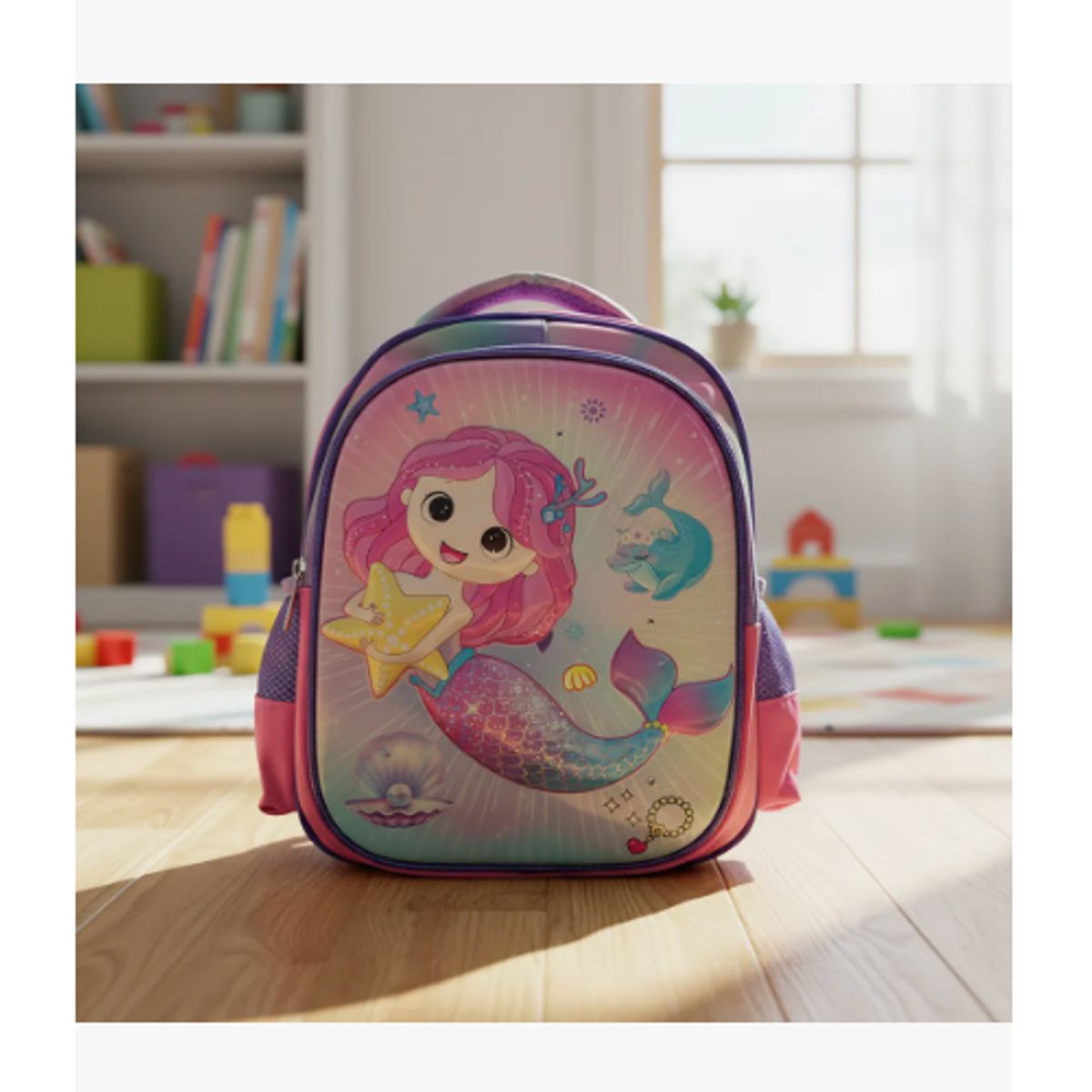 GENERICO - Mochila Escolar Niña Párvulo Jardín 7 Litros Rosa Sirenita