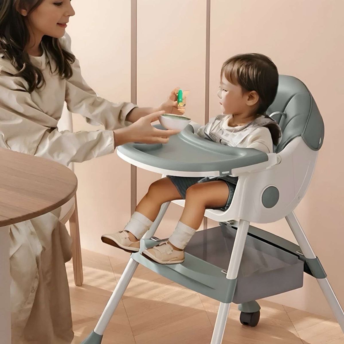 GENERICO - Silla de Comer multifuncional Reclinable para Bebé 3 en 1 Verde