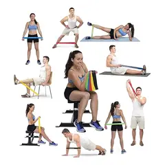 GENERICO - Set Banda Elasticos Ejercicio 1554 Kit Bandas De Resistencia