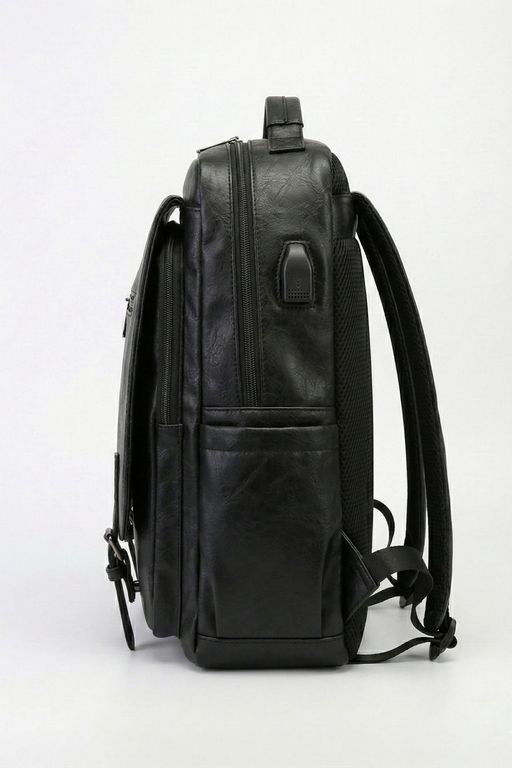 Mochila Urbana Unisex Ecocuero Vintage Puerto Usb Ares Negro TALLA UNICA