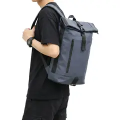 KIBOU - Mochila Bolso Ecocuero Roll Top Hombre Mujer