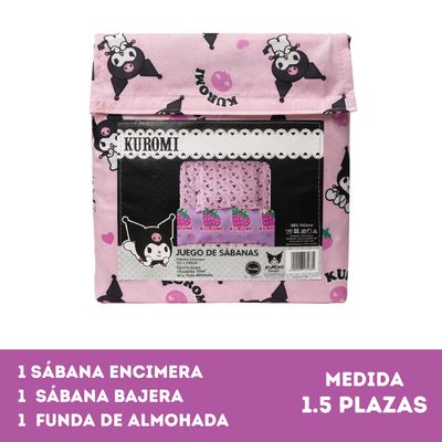Imagen 2 del producto Juego Sábanas Kuromi Frutillas Niña 1,5 Plazas