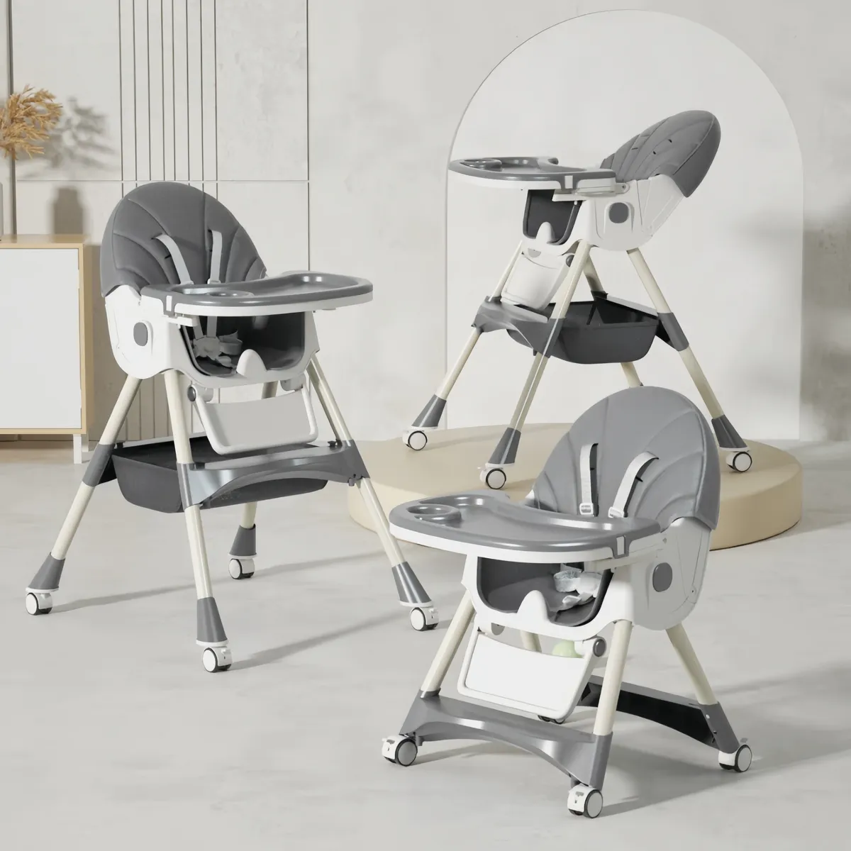 OASIS - Silla de Comer Plegable Portátil Bebe Niño Fold Con pedales AZUL