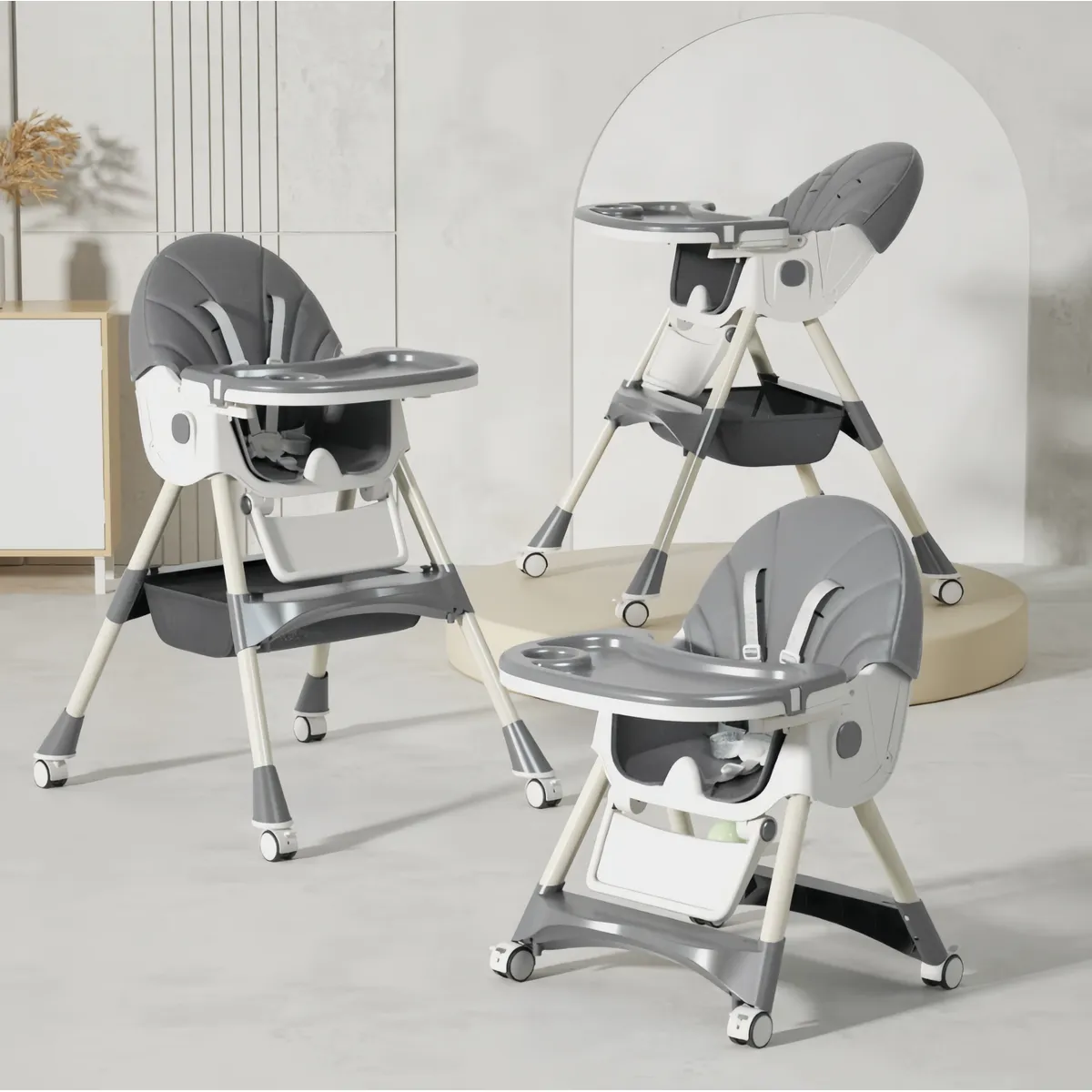OASIS - Silla de Comer Plegable Portátil Bebe Niño Fold Con pedales AZUL