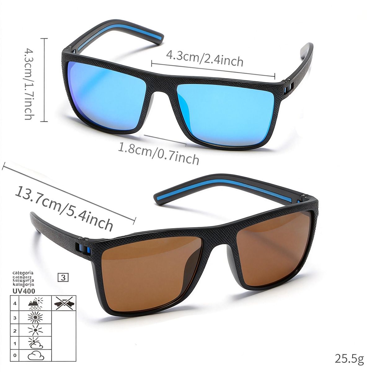POLASUP - POLASUP gafas Lentes de Sol Unisex Protección UV moda classic para mujer hombre UV400