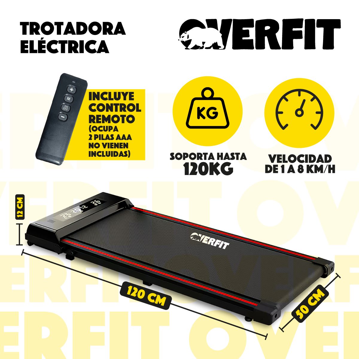 OVERFIT - Trotadora 1.5 Hp Overfit Caminadora Electrica Plegable 8km/h