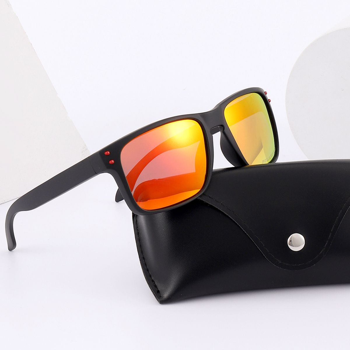 POLASUP - POLASUP lentes gafas de sol para uso diario Acabado de espejo negro con patillas con vetas de madera