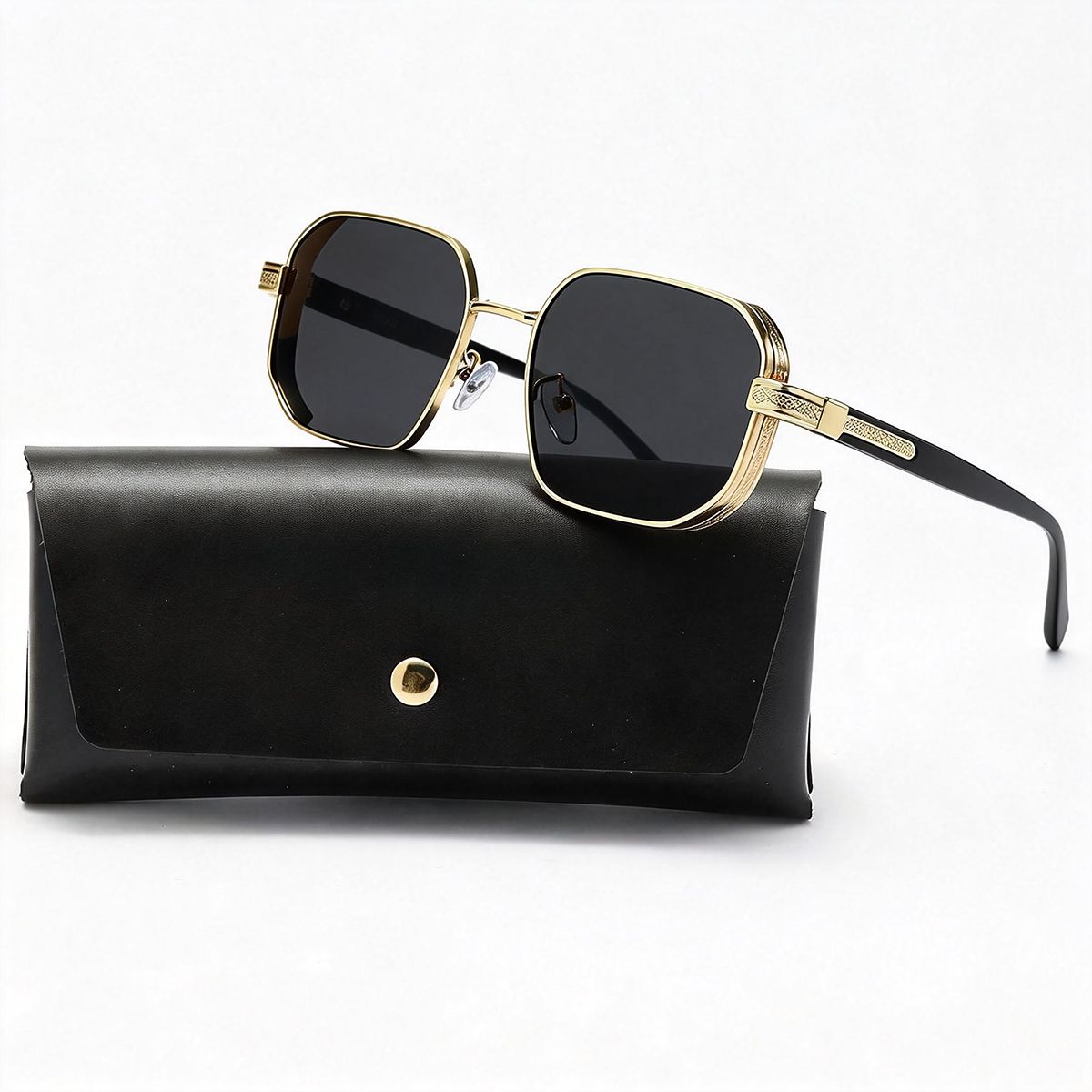 POLASUP - POLASUP lentes gafas de sol para uso diario Acabado de espejo negro con patillas con vetas de madera