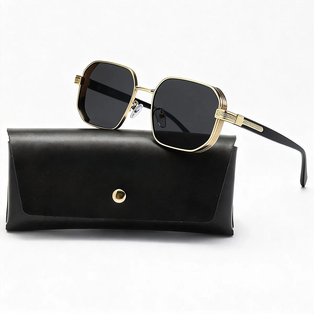 POLASUP - POLASUP lentes gafas de sol para uso diario Acabado de espejo negro con patillas con vetas de madera