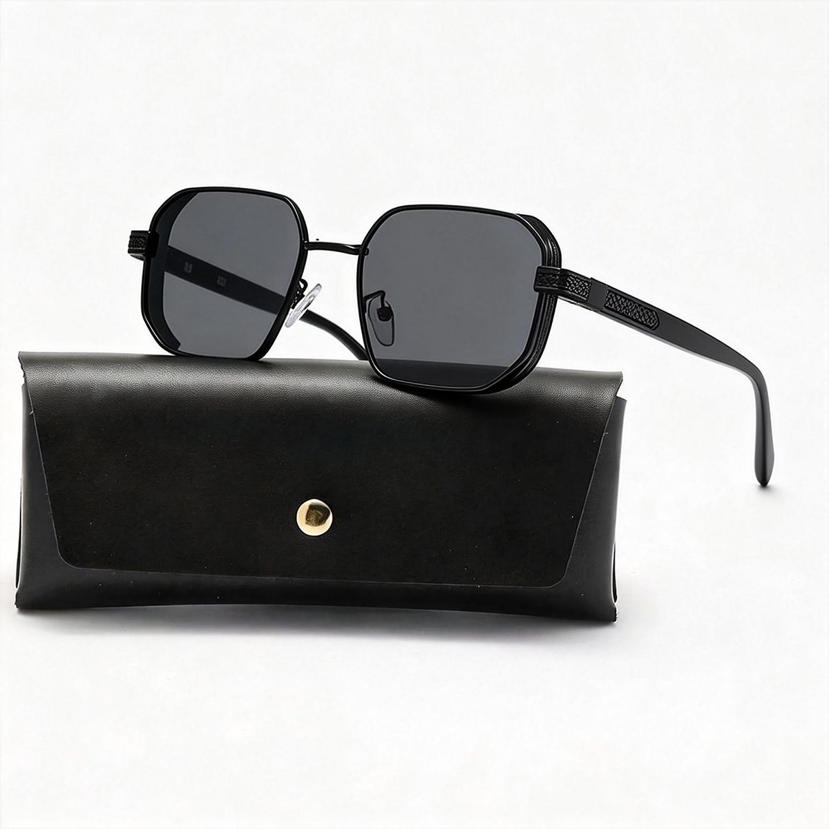 POLASUP - POLASUP lentes gafas de sol para uso diario Acabado de espejo negro con patillas con vetas de madera