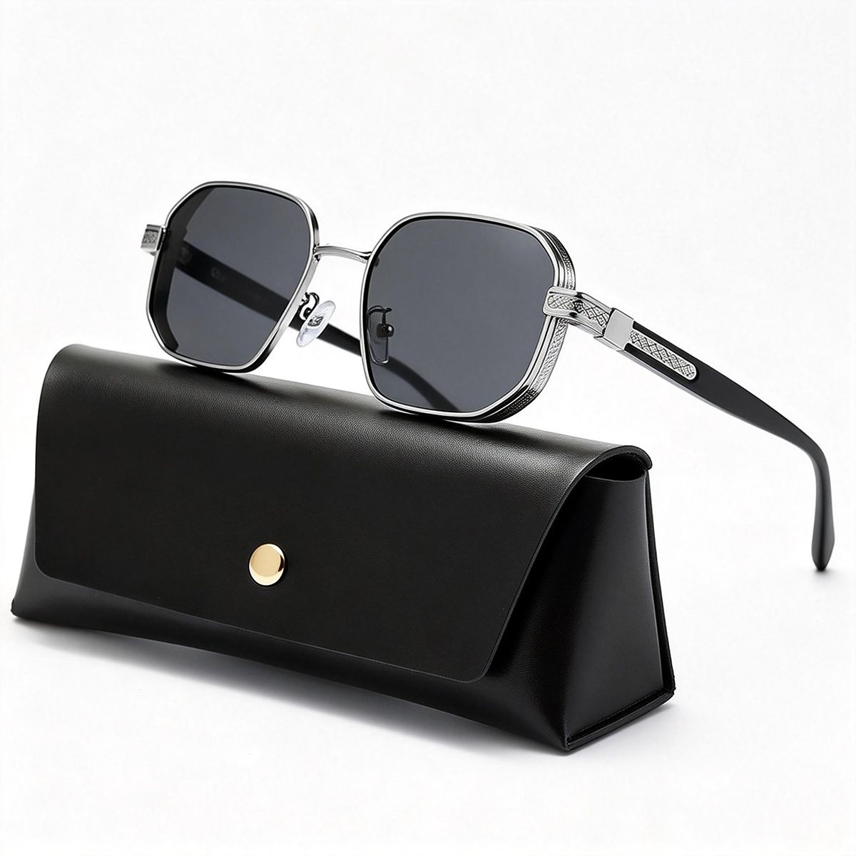 POLASUP - POLASUP lentes gafas de sol para uso diario Acabado de espejo negro con patillas con vetas de madera