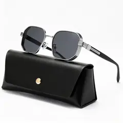 POLASUP - Lentes gafas de sol para uso diario Acabado de espejo negro con patillas con vetas de madera