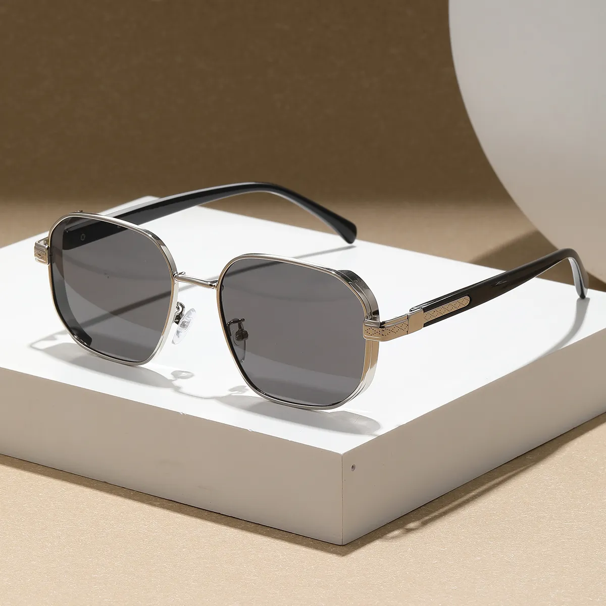 POLASUP - POLASUP lentes gafas de sol para uso diario Acabado de espejo negro con patillas con vetas de madera