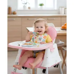 GENERICO - Silla de Comer Multifuncional para Bebé 3 en 1 Rosa
