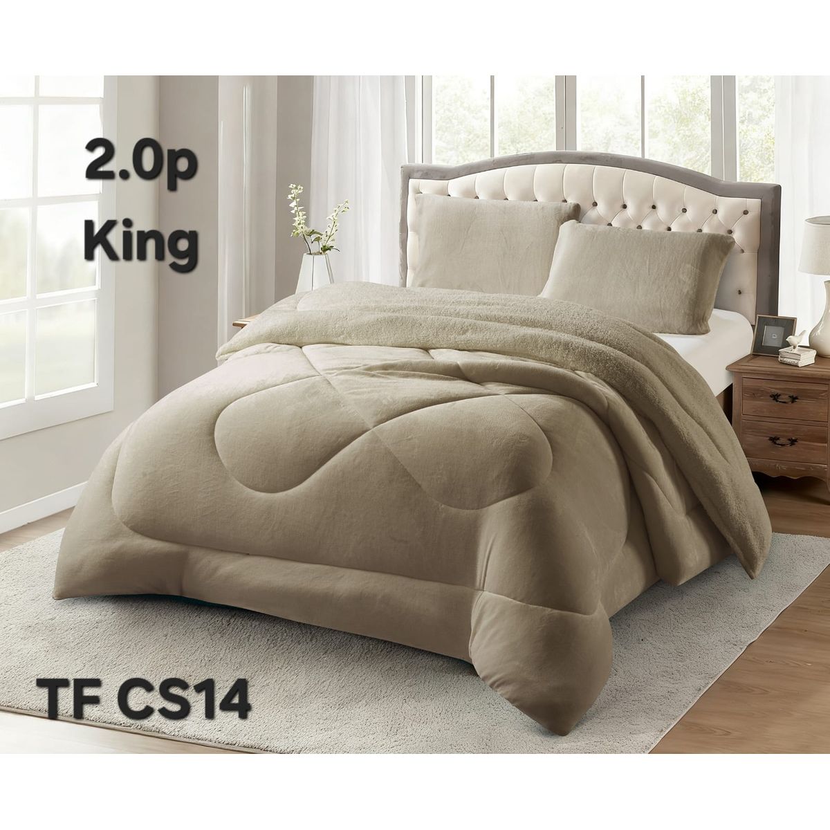 GENERICO - Cobertor plush con chiporro 230x250 2p liso beige