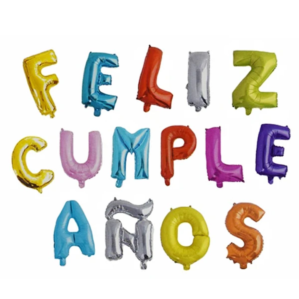 GENERICO - Globo letras feliz cumpleaños colores 16 pulgadas