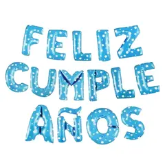 GENERICO - Globo letras feliz cumpleaños azul 16 pulgadas
