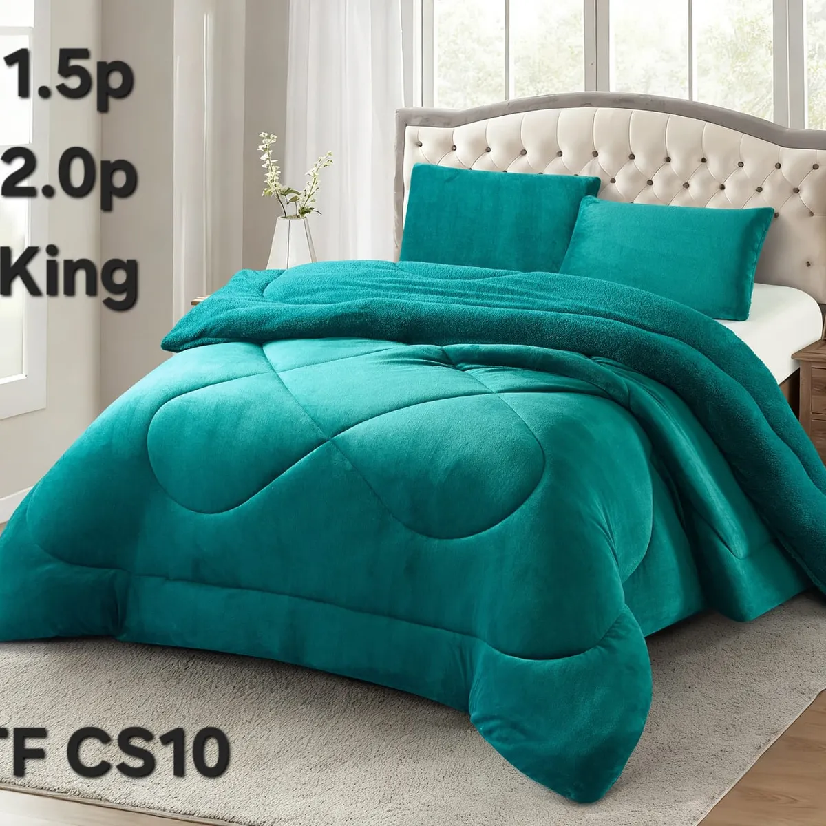 GENERICO - Cobertor plush con chiporro 230x250 2p liso turquesa