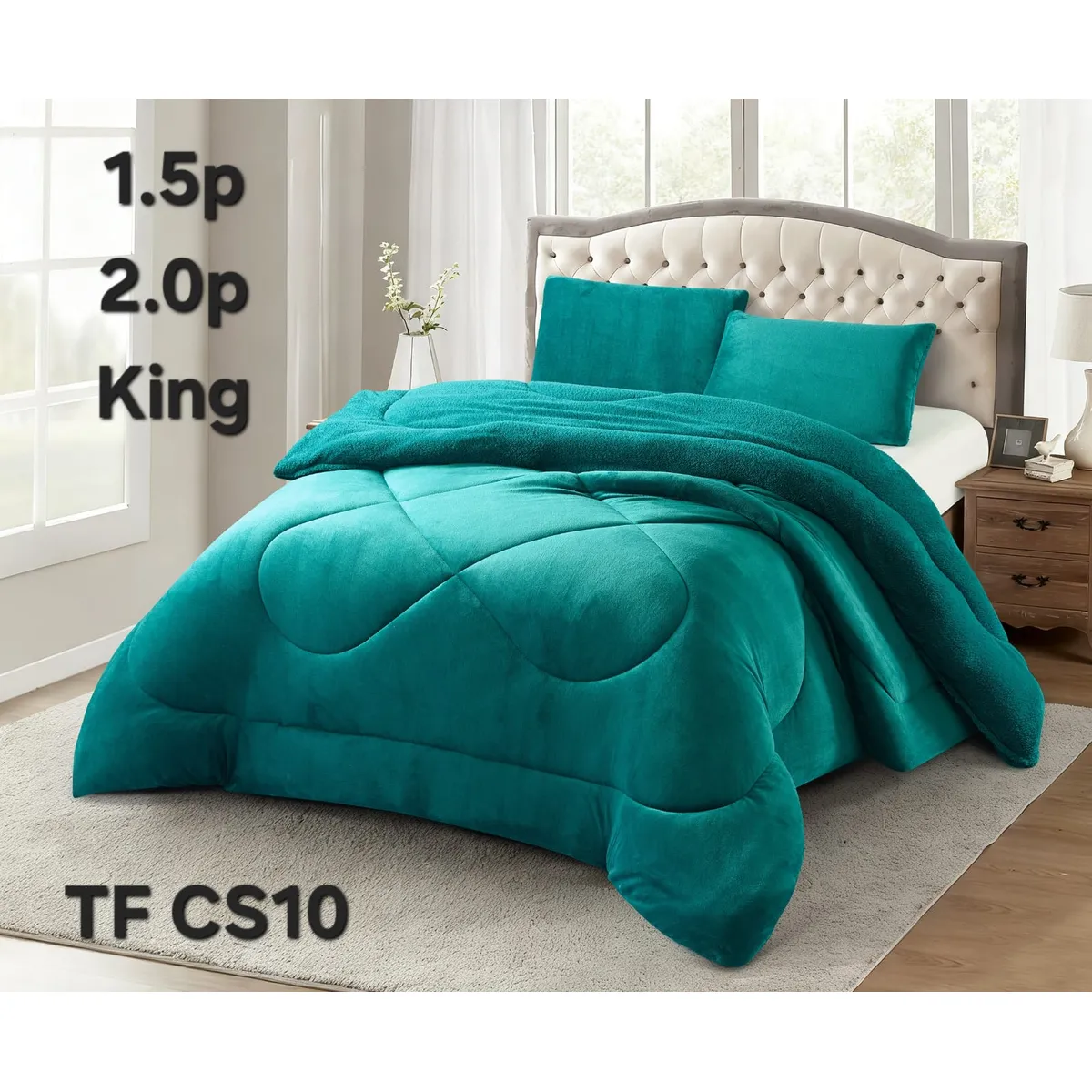 GENERICO - Cobertor plush con chiporro 230x250 2p liso turquesa