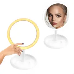GENERICO - Espejo Maquillaje Circular Luz Led Y Base Organizador Joyas Blanco