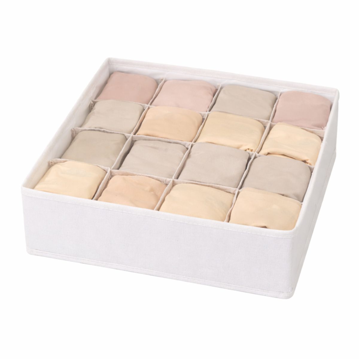 GENERICO - Organizador De Cajones Ropa Interior Blanco 16 Bolsillos 32x32x10cm