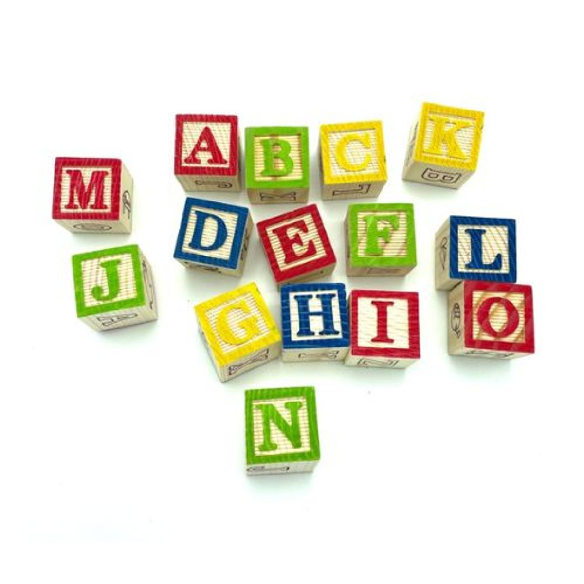 GENERICO - Cubo 27 Piezas Madera Letras Números