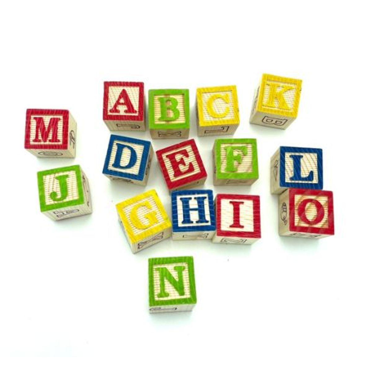 GENERICO - Cubo 48 Piezas Madera Letras Números