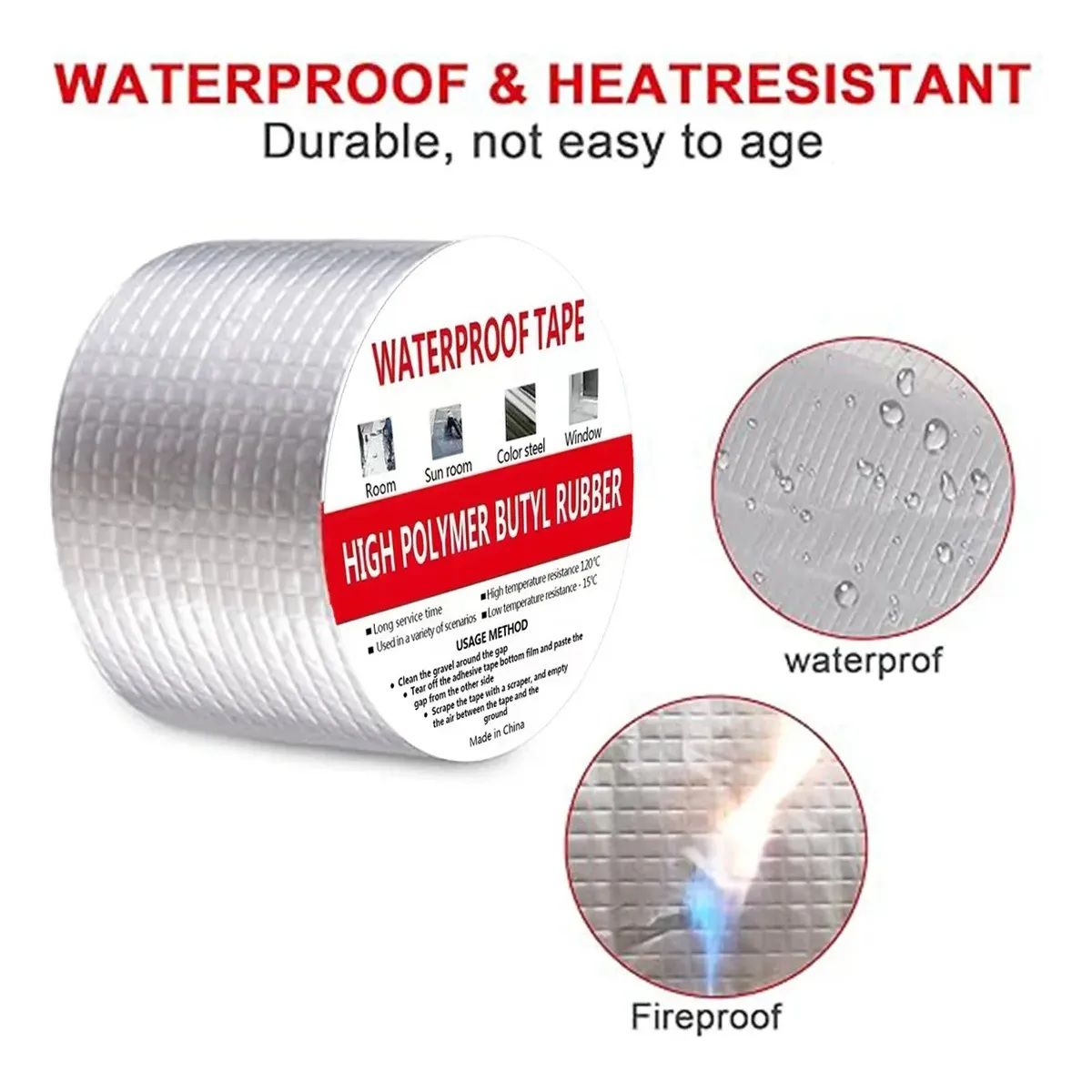 GENERICO - Cinta Aislante Impermeable Sellador Butilo 10cm x 5 Metros