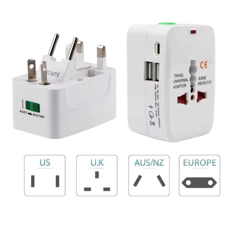 GENERICO Enchufe Cargador Viajero Universal Adaptador 5v 2usb Tipo C