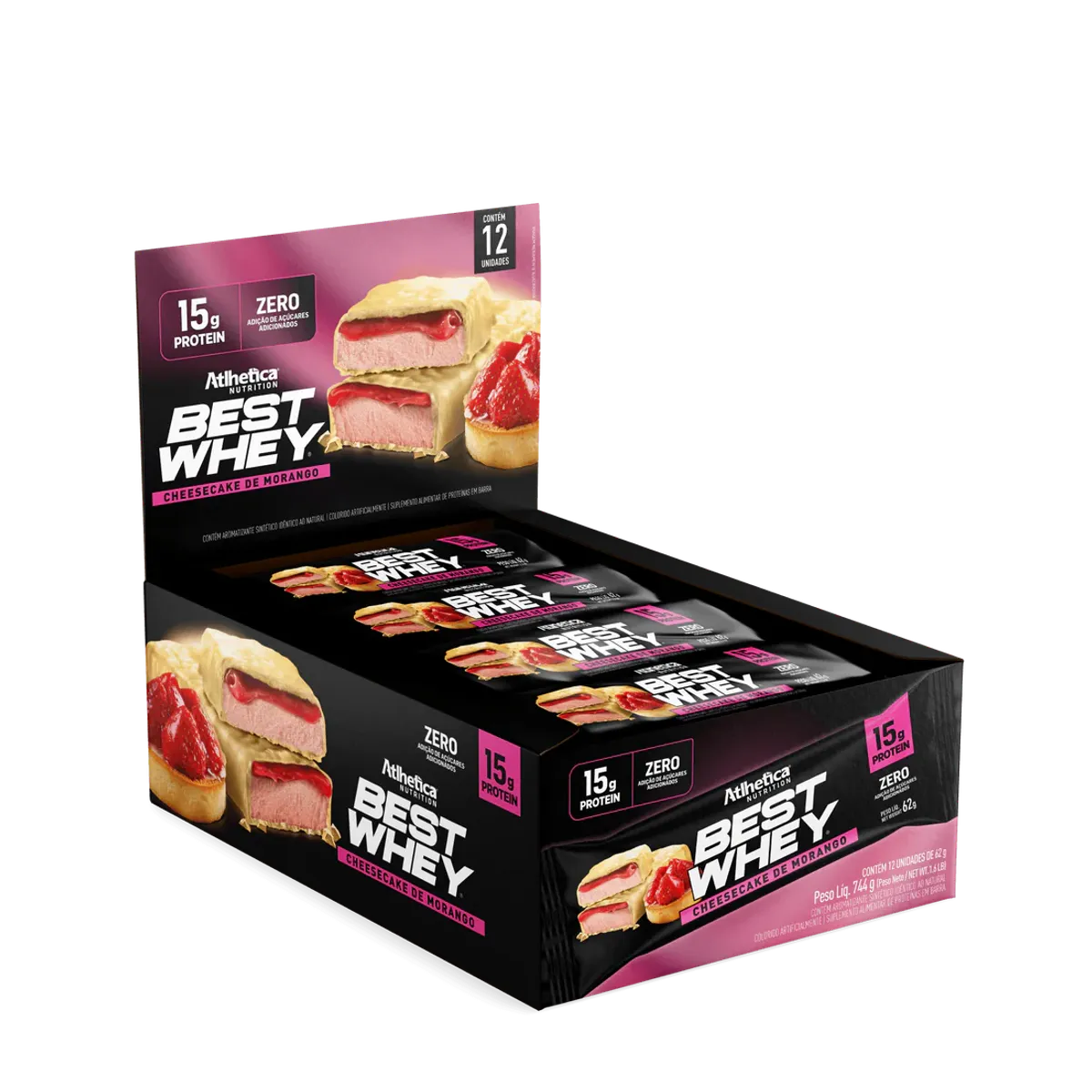 ATLHETICA NUTRITION - Barra de proteina Atlhetica Nutrition - Cheesecake de Frutilla 12 unidades