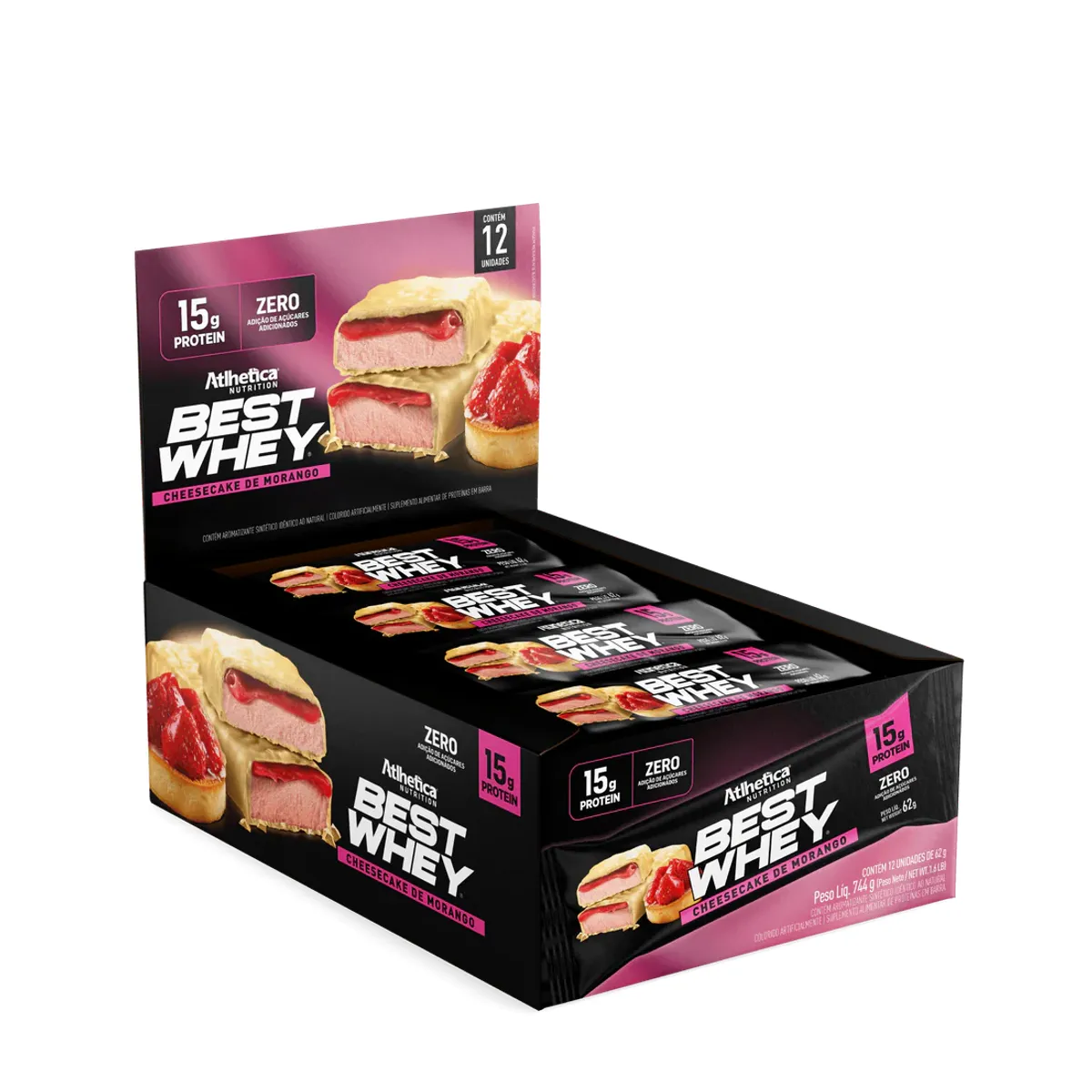 ATLHETICA NUTRITION - Barra de proteina Atlhetica Nutrition - Cheesecake de Frutilla 12 unidades