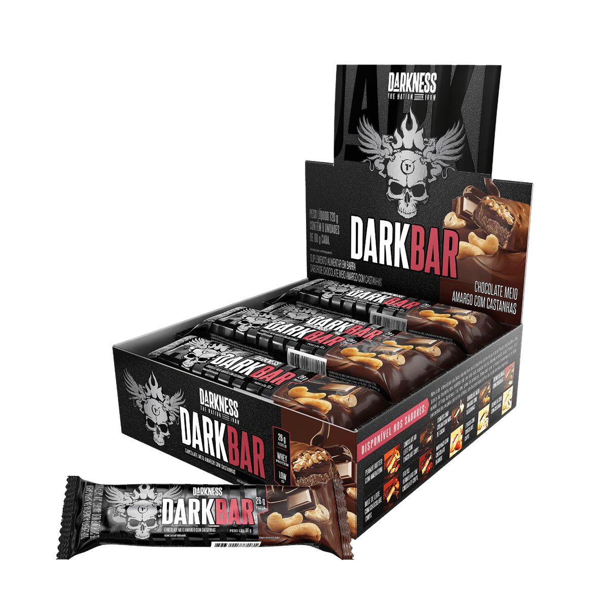 INTEGRALMEDICA - Barra de proteina Darkness - Chocolate Bitter con Castañas 8 unidades Darkbar