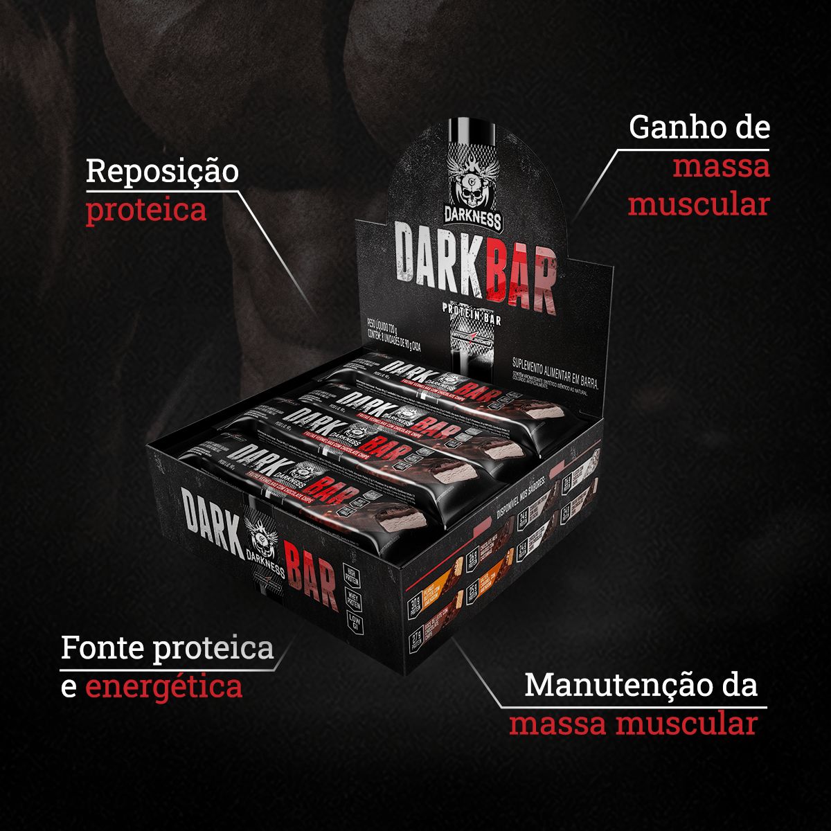 INTEGRALMEDICA - Barra de proteina Darkness - Chocolate Bitter con Castañas 8 unidades Darkbar