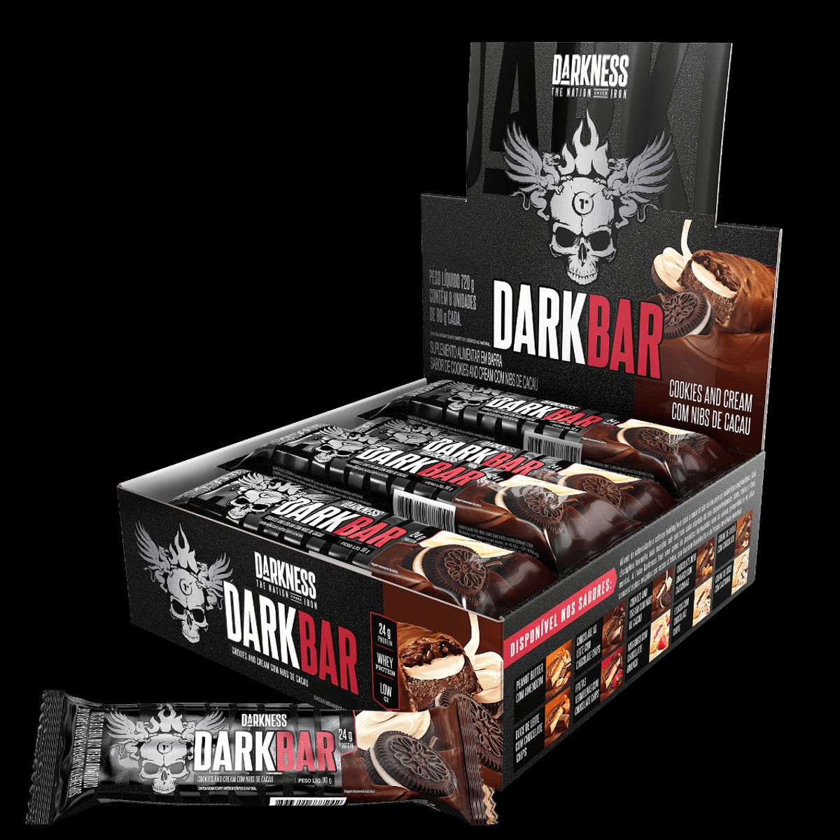 INTEGRALMEDICA - Barra de proteina Darkness - Cookies & Cream con nibs de cacao 8 Darkbar