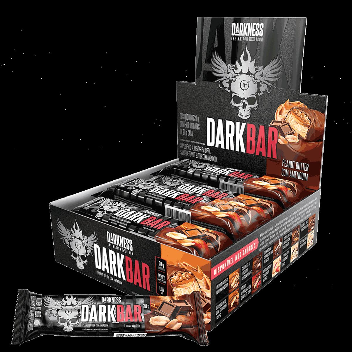 INTEGRALMEDICA - Barra de proteina Darkness - Peanut Butter Almendras 8 unidades Darkbar