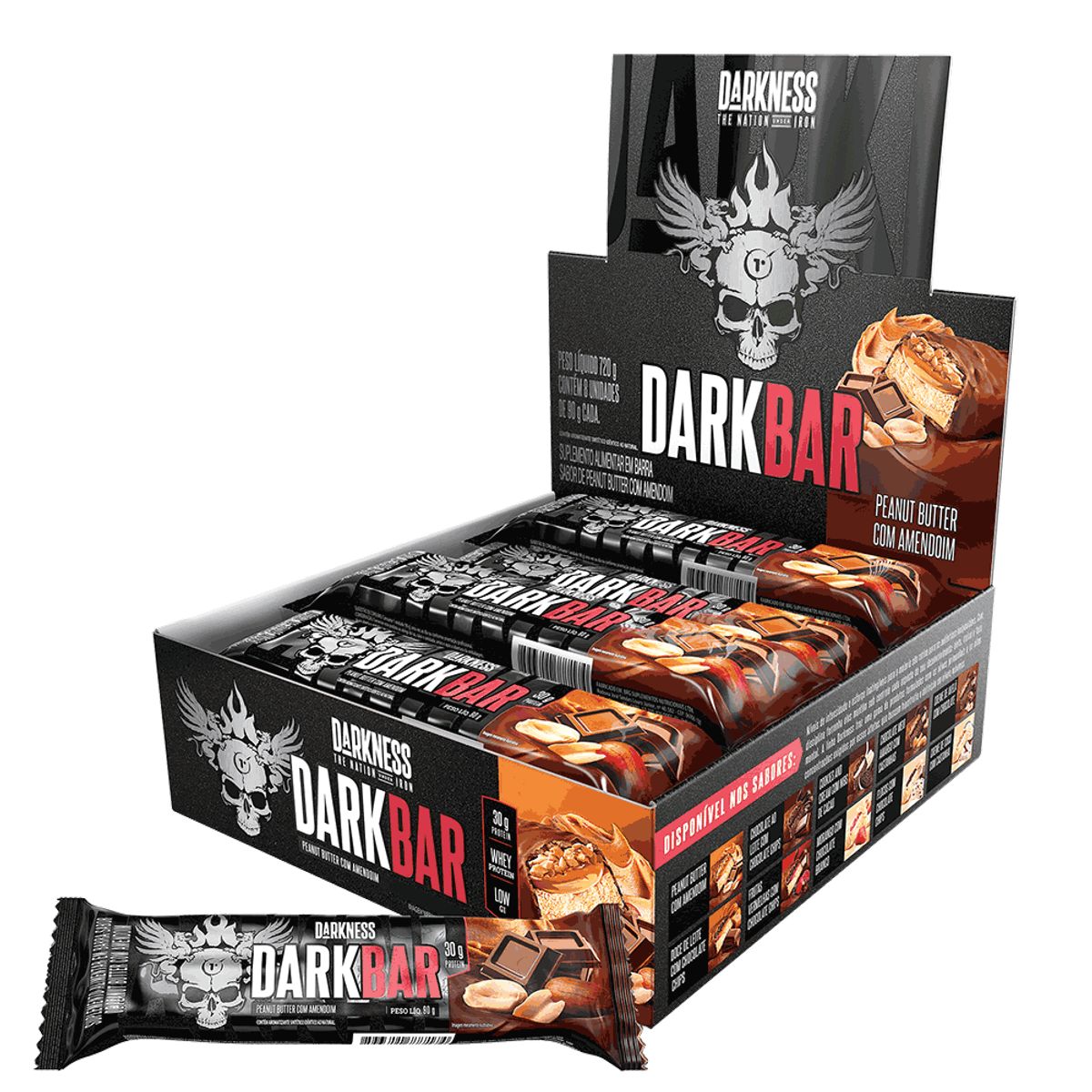 INTEGRALMEDICA - Barra de proteina Darkness - Peanut Butter Almendras 8 unidades Darkbar