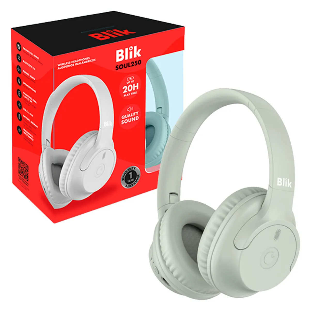 BLIK - Audifonos Inalambricos Blik Soul 250 Bluetooth 54 Alcance 10mts Bateria 20 hrs Gris