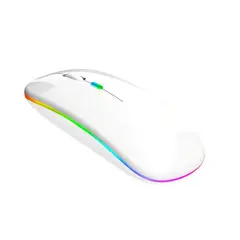 GENERICO - Mouse Blanco Inalámbrico Recargable Audeos Dual Bluetooth o USB RGB