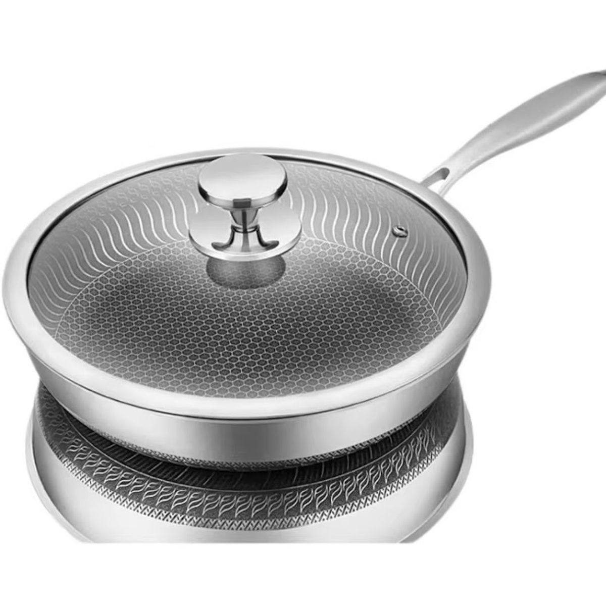 GENERICO - SARTEN HONEY COMB DE 28 CM CON TAPA Y SU CAJA DE REGALO