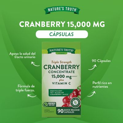 Imagen 2 del producto Cranberry Concentrado Natures Truth - Cranberrys con Vitamina C 90 cápsulas