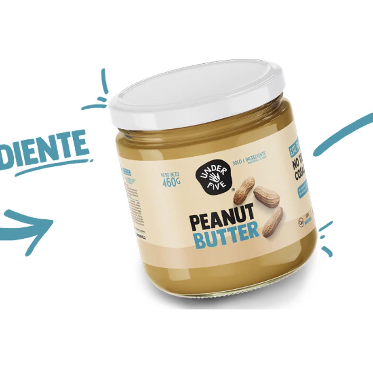 UNDERFIVE - Mantequilla de mani Underfive - Peanut Butter 460g