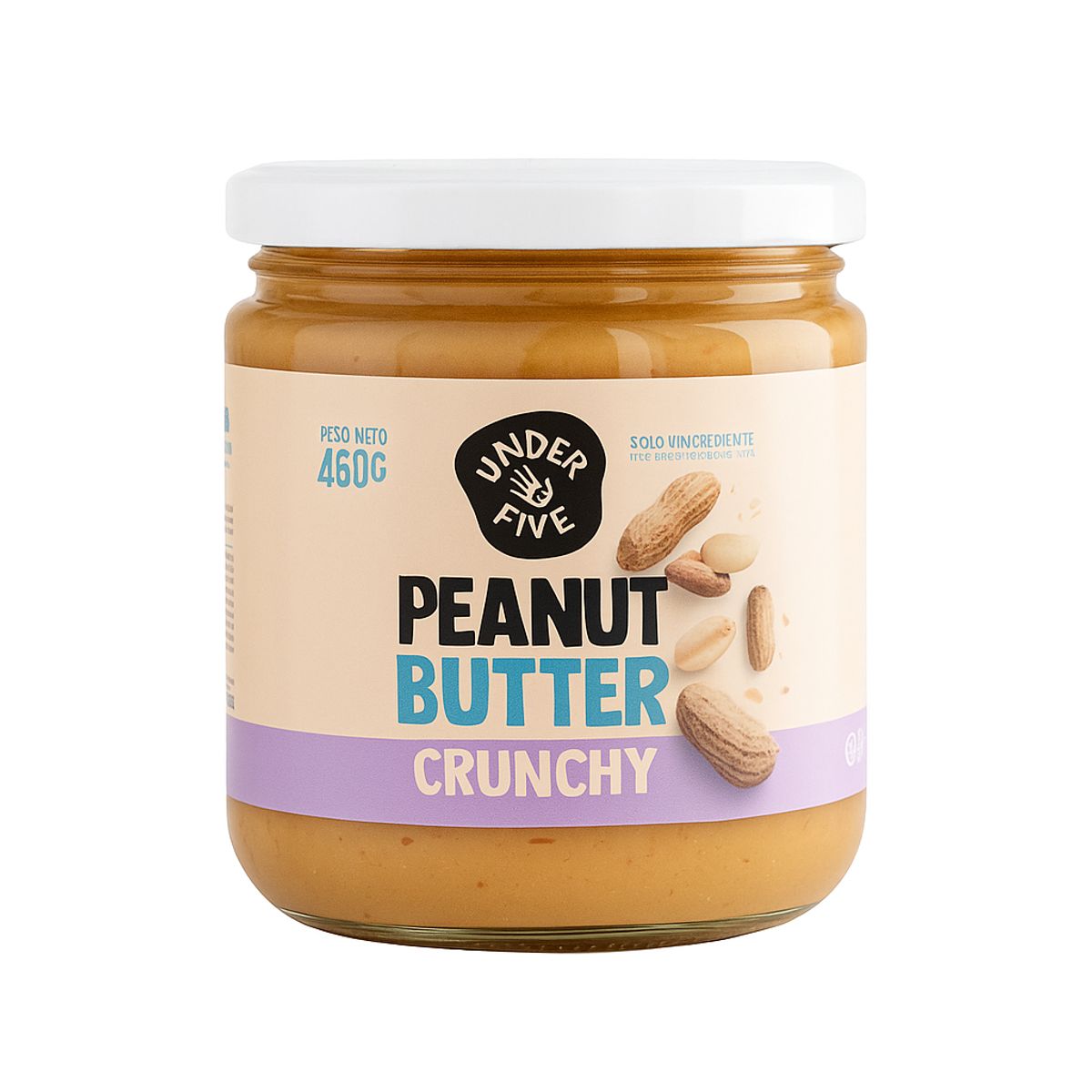 UNDERFIVE - Mantequilla de mani Underfive - Peanut Butter Crunchy 460gr