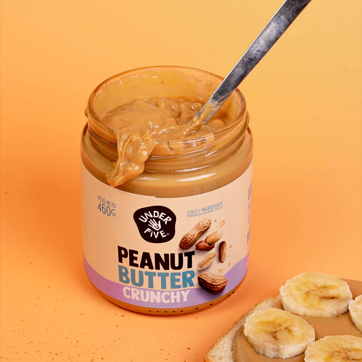 UNDERFIVE - Mantequilla de mani Underfive - Peanut Butter Crunchy 460gr